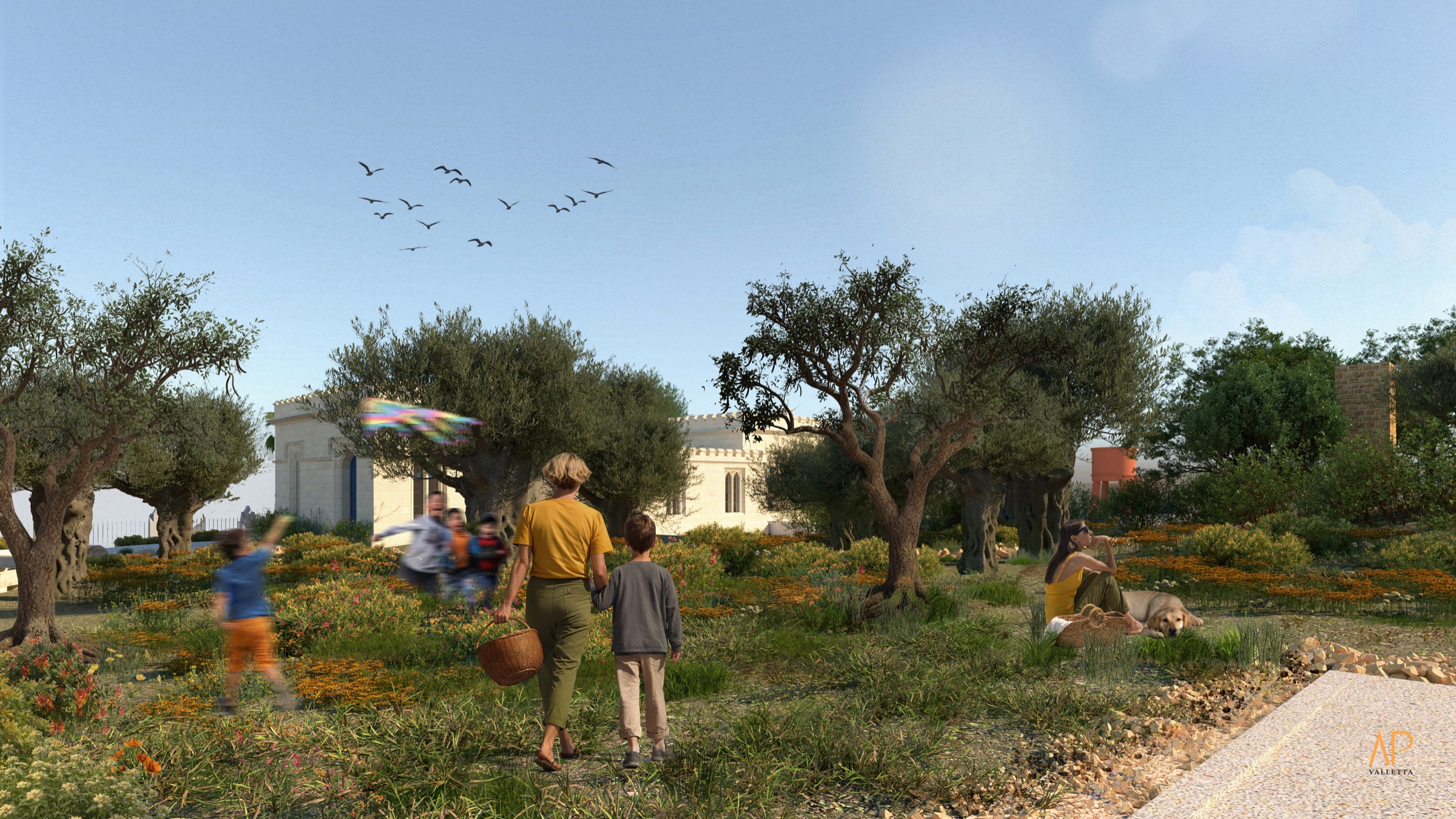 Render of the new garden behind the restored pumping station
