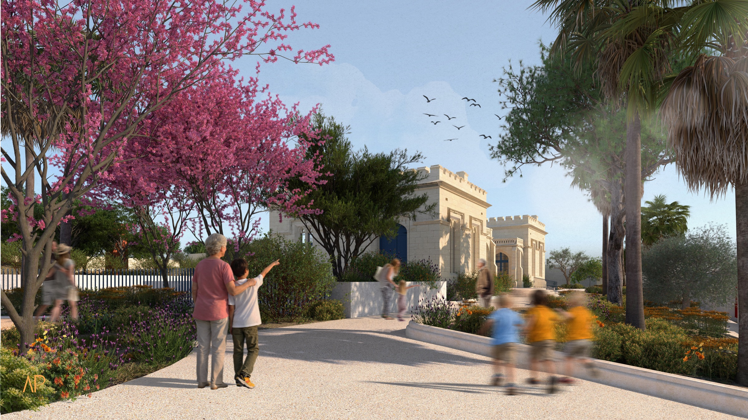 Render from the left, showing the projecting wing