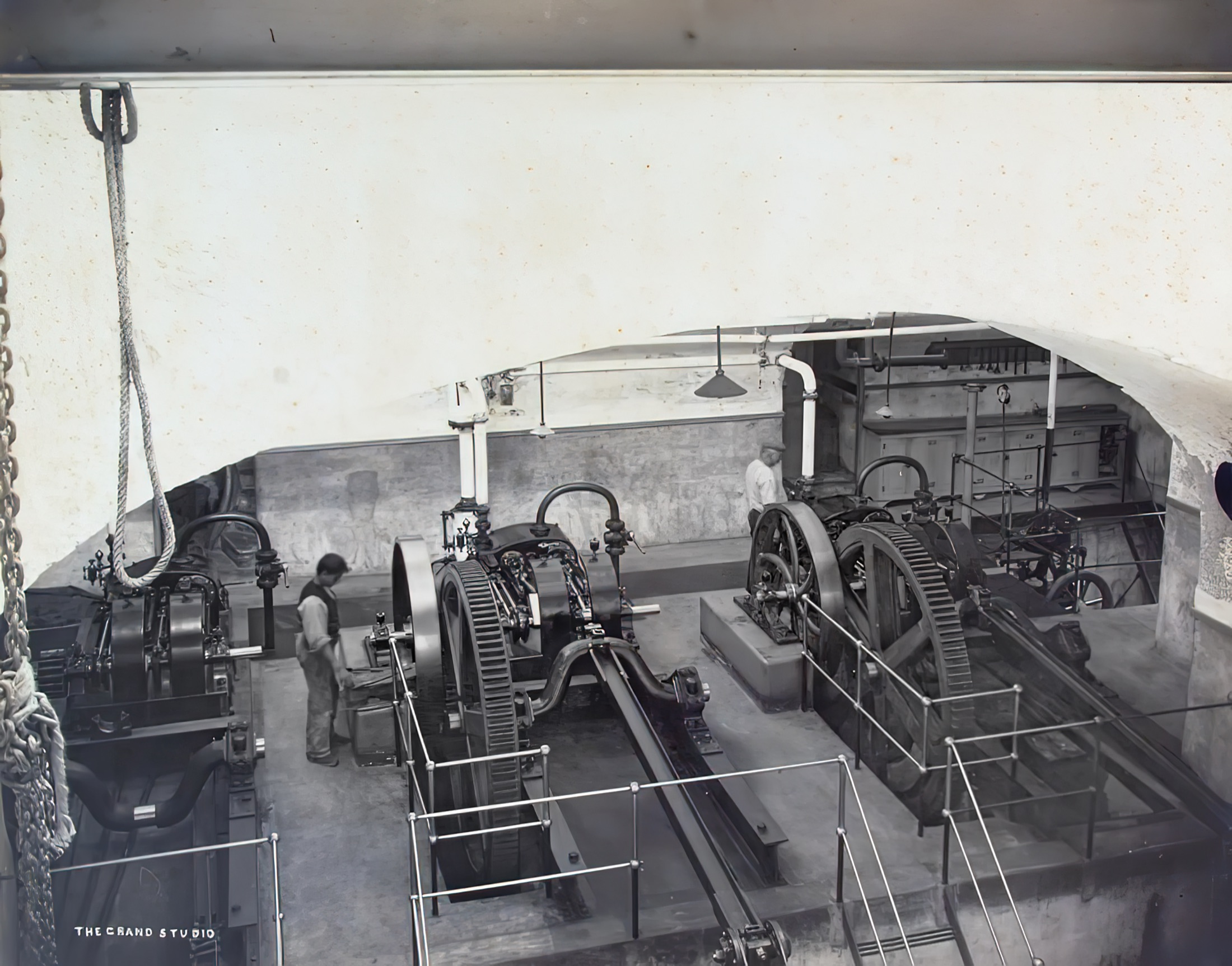An operator tends to the three steam engines inside the Gżira Pumping Station