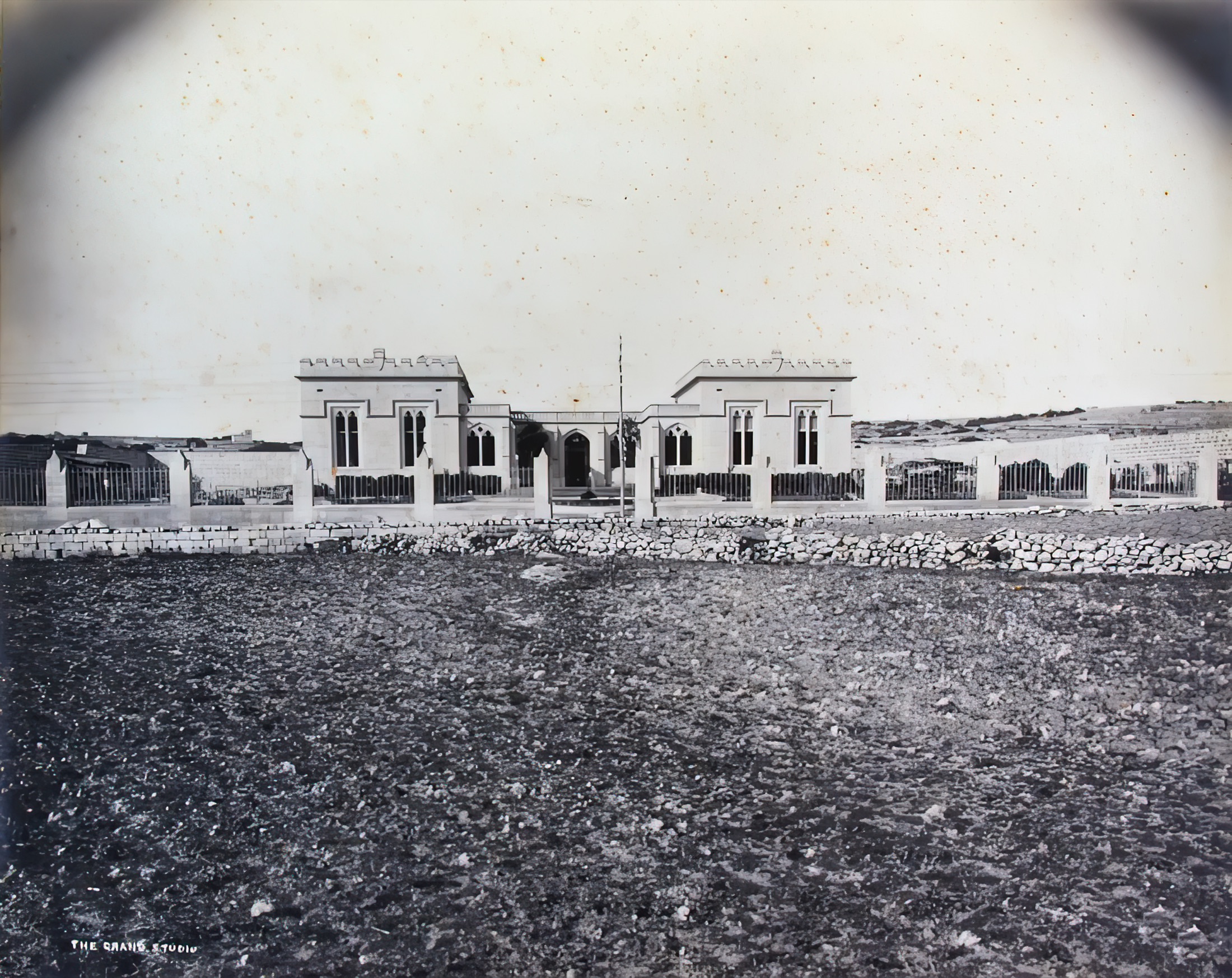 Exterior of the Gżira Sewage Pumping Station, photographed from the field that later became the Empire Stadium